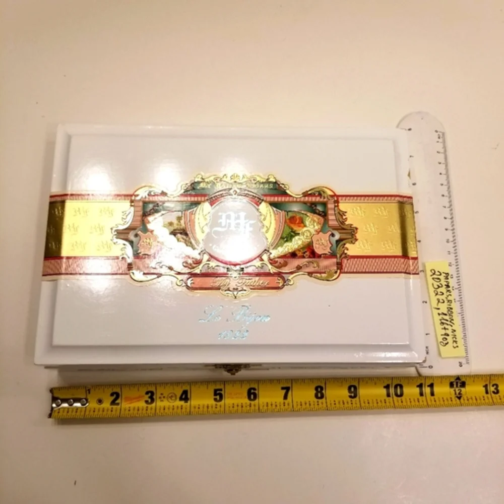 My Father Cigars Le Bijou 1922 Torpedo Box Pressed EMPTY Collectible White Gold!